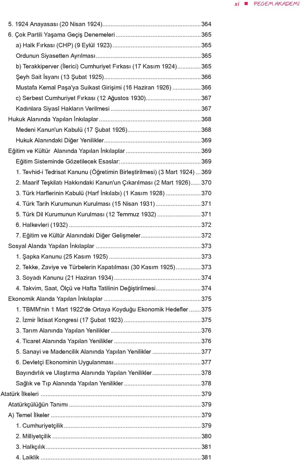 ..366 c) Serbest Cumhuriyet Fırkası (12 Ağustos 1930)...367 Kadınlara Siyasî Hakların Verilmesi...367 Hukuk Alanında Yapılan İnkılaplar...368 Medeni Kanun'un Kabulü (17 Şubat 1926).