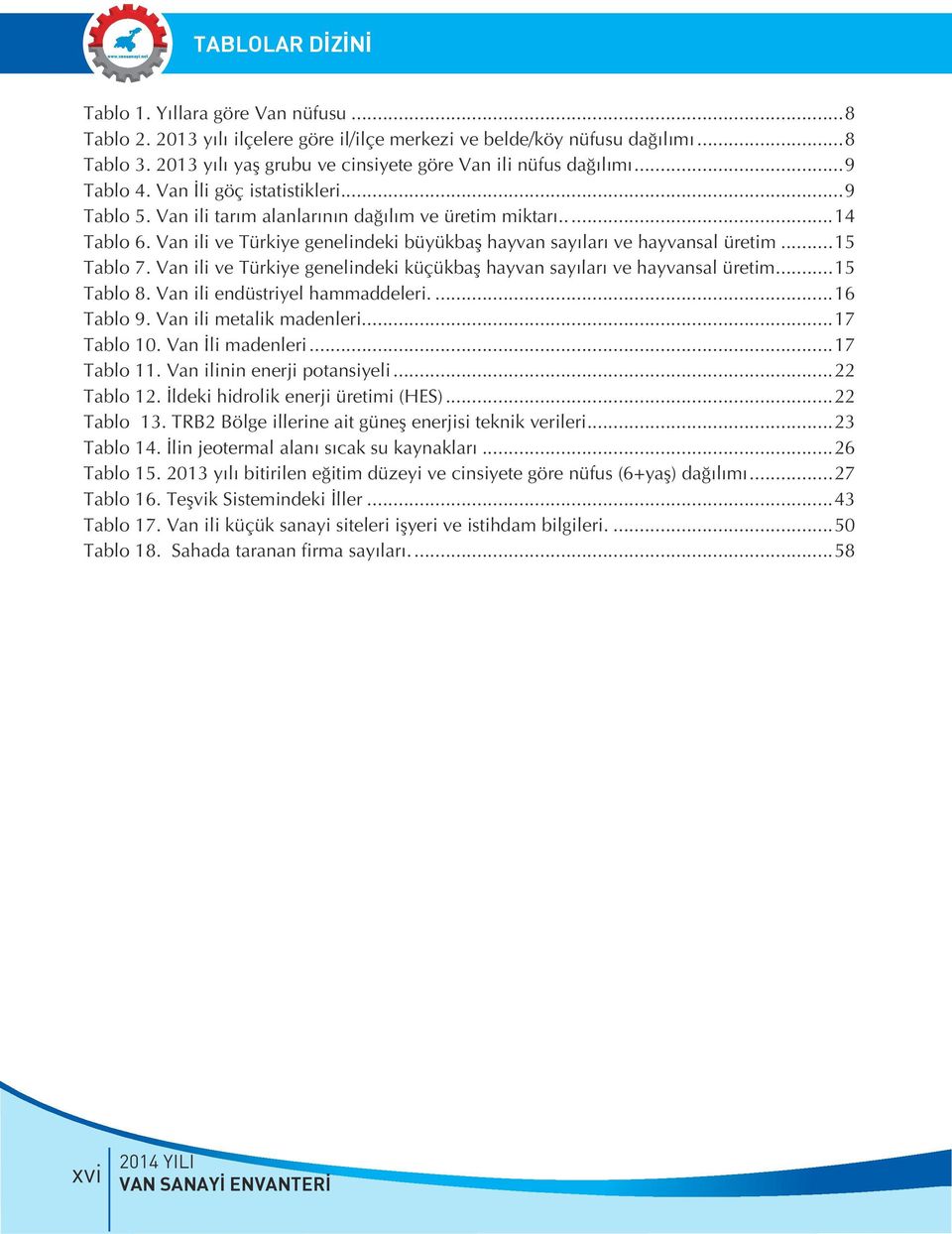 Van ili ve Türkiye genelindeki büyükbaş hayvan sayıları ve hayvansal üretim...15 Tablo 7. Van ili ve Türkiye genelindeki küçükbaş hayvan sayıları ve hayvansal üretim...15 Tablo 8.