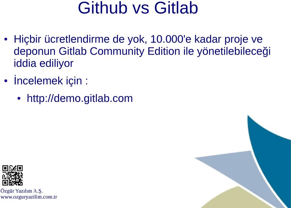 000'e kadar proje ve deponun Gitlab