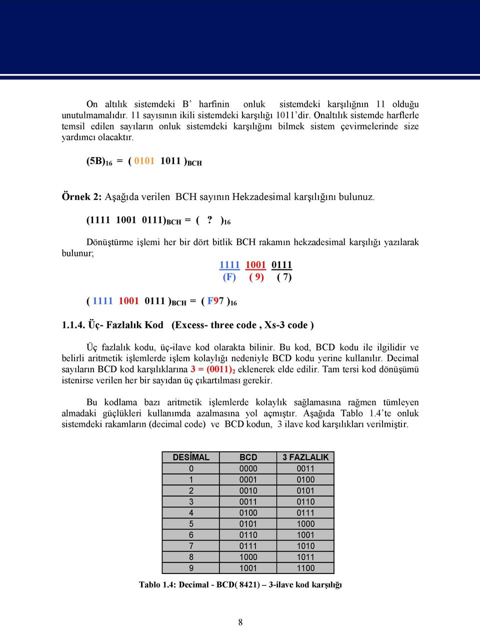 (5B) 6 = ( ) BCH Örnek 2: Aşağıda verilen BCH sayının Hekzadesimal karşılığını bulunuz. ( ) BCH = (?