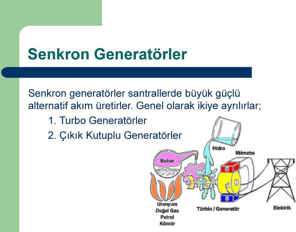 üretirler. Genel olarak ikiye ayrılırlar; 1.