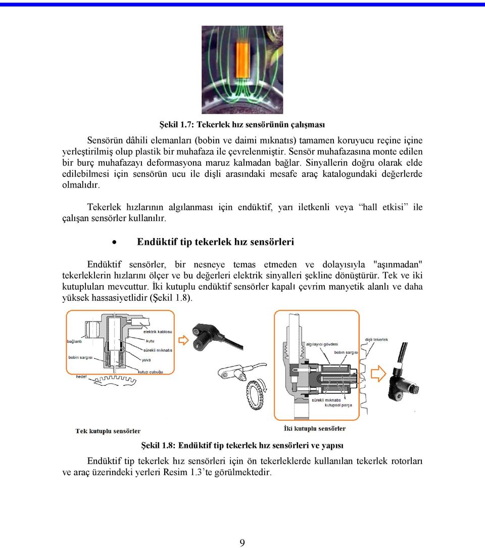 Sinyallerin doğru olarak elde edilebilmesi için sensörün ucu ile dişli arasındaki mesafe araç katalogundaki değerlerde olmalıdır.