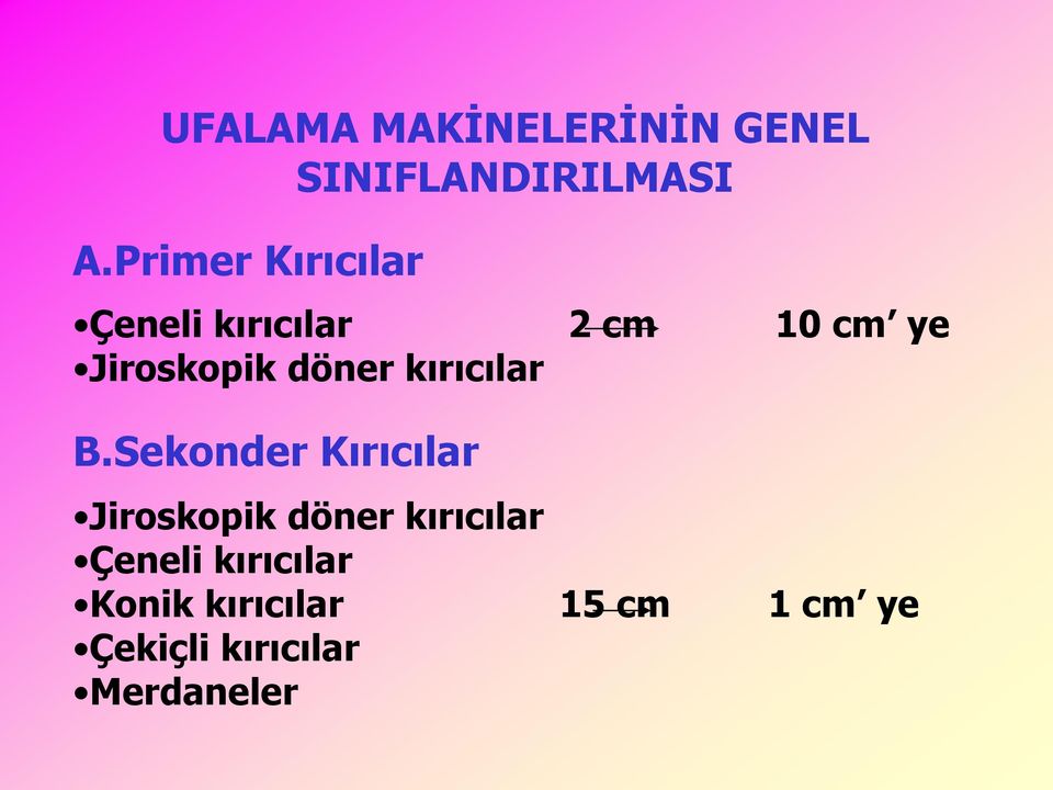 döner kırıcılar B.