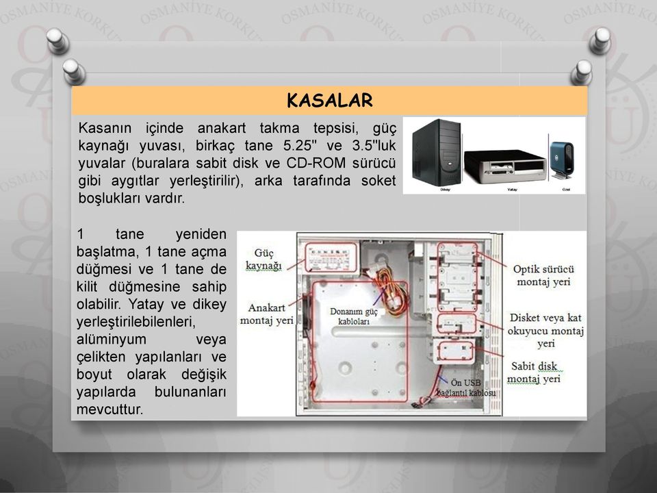 boşlukları vardır. 1 tane yeniden başlatma, 1 tane açma düğmesi ve 1 tane de kilit düğmesine sahip olabilir.