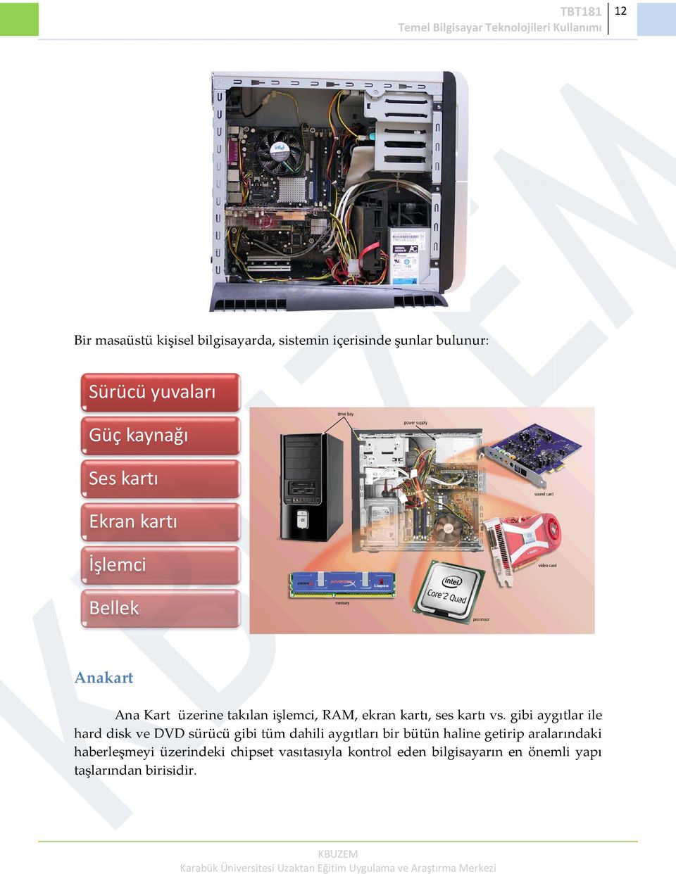 gibi aygıtlar ile hard disk ve DVD sürücü gibi tüm dahili aygıtları bir bütün haline getirip aralarındaki