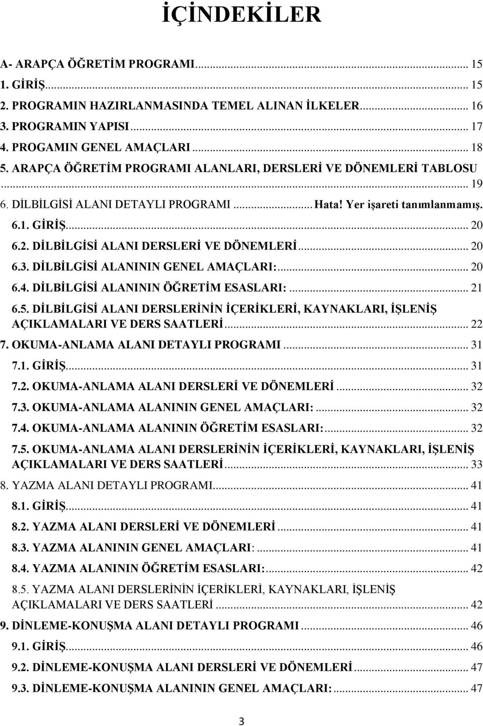 .. 20 6.3. DİLBİLGİSİ ALANININ GENEL AMAÇLARI:... 20 6.4. DİLBİLGİSİ ALANININ ÖĞRETİM ESASLARI:... 21 6.5. DİLBİLGİSİ ALANI DERSLERİNİN İÇERİKLERİ, KAYNAKLARI, İŞLENİŞ AÇIKLAMALARI VE DERS SAATLERİ.