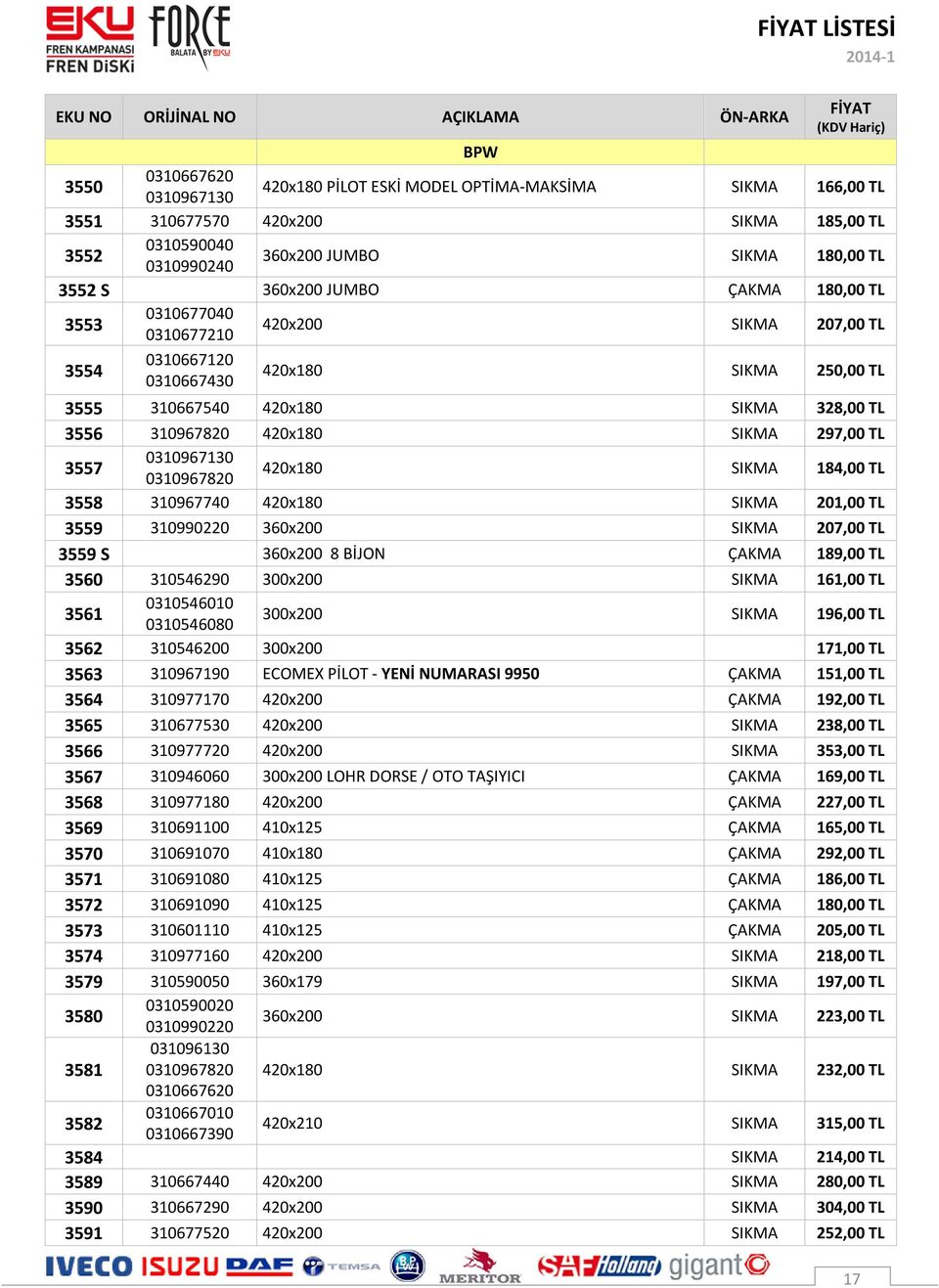 310967820 420x180 SIKMA 297,00 TL 3557 0310967130 0310967820 420x180 SIKMA 184,00 TL 3558 310967740 420x180 SIKMA 201,00 TL 3559 310990220 360x200 SIKMA 207,00 TL 3559 S 360x200 8 BİJON ÇAKMA 189,00