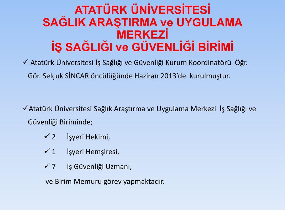 Selçuk SİNCAR öncülüğünde Haziran 2013 de kurulmuştur.