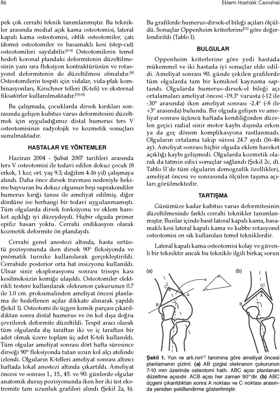 [5-8] Osteotomilerin temel hedefi koronal plandaki deformitenin düzeltilmesinin yanı sıra fleksiyon kontraktürünün ve rotasyonel deformitenin de düzeltilmesi olmalıdır.