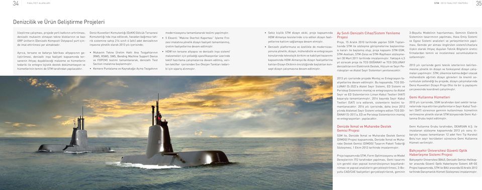 Ayrıca, tersane ve batarya fabrikası altyapısının geliştirilmesi, denizaltı inşa faaliyeti kapsamında tersanenin ihtiyaç duyabileceği malzeme ve hizmetlerin tedariki ile entegre lojistik destek