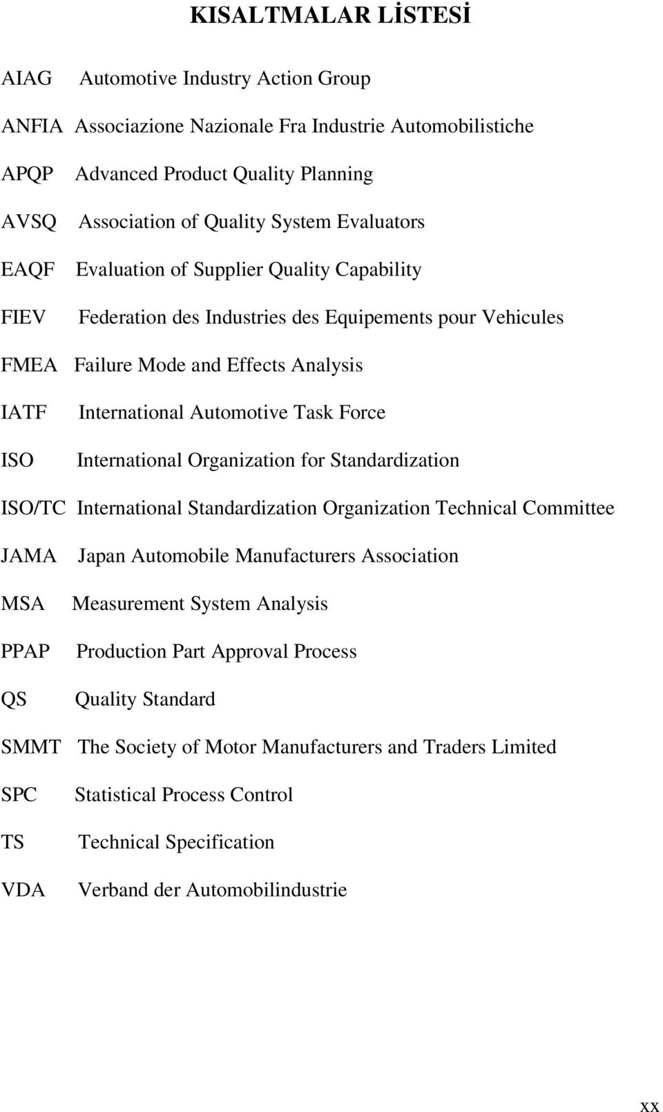 Force International Organization for Standardization ISO/TC International Standardization Organization Technical Committee JAMA MSA PPAP QS Japan Automobile Manufacturers Association Measurement