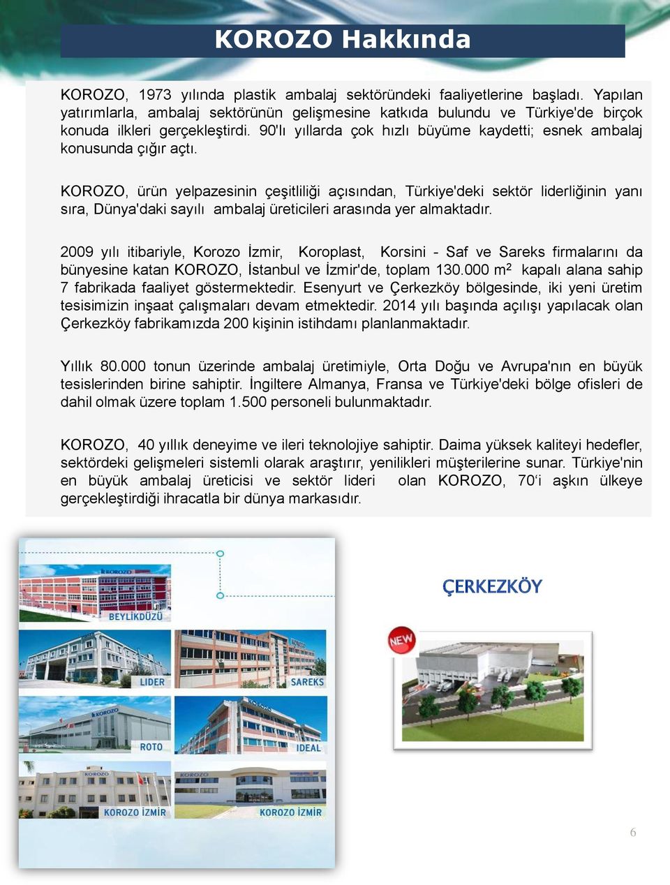 KOROZO, ürün yelpazesinin çeşitliliği açısından, Türkiye'deki sektör liderliğinin yanı sıra, Dünya'daki sayılı ambalaj üreticileri arasında yer almaktadır.