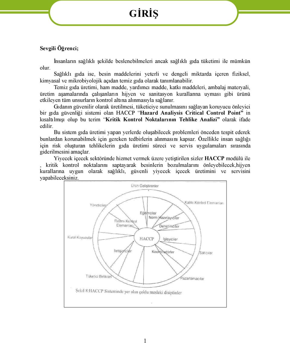 ürünü etkileyen tüm unsurlarn kontrol altna alnmasyla sala Gdan güvenilir olarak üretilmesi, tüketiciye sunulmassalayan koruyucu önleyici bir gda güvenlii sistemi olan HACCP Hazard Analiysis Critical