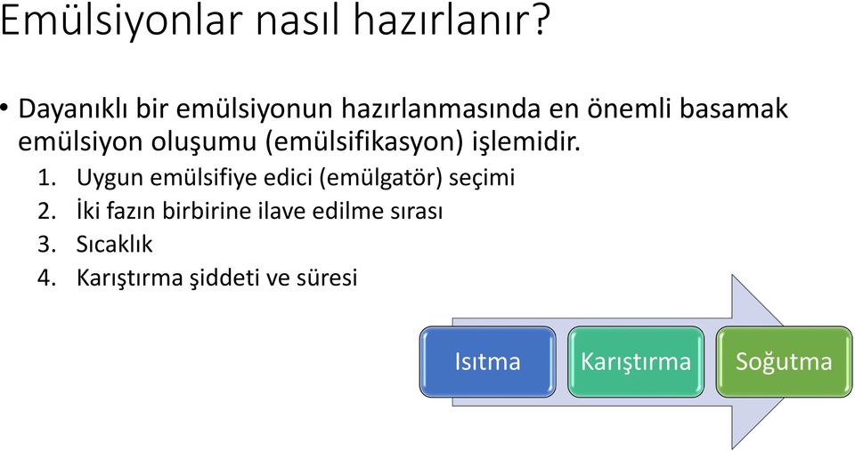 oluşumu (emülsifikasyon) işlemidir. 1.