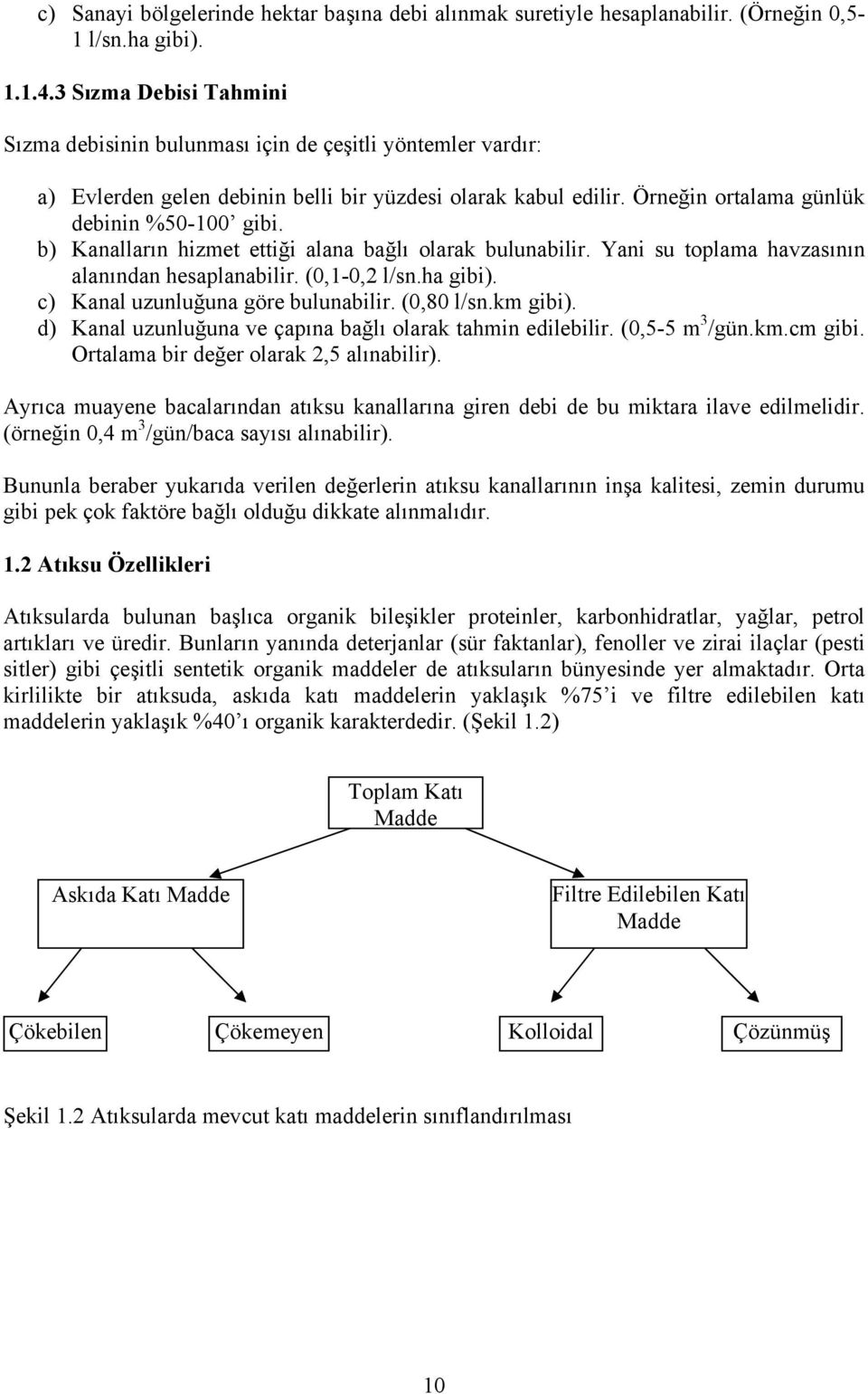 b) Kanalların hizmet ettiği alana bağlı olarak bulunabilir. Yani su toplama havzasının alanından hesaplanabilir. (0,1-0,2 l/sn.ha gibi). c) Kanal uzunluğuna göre bulunabilir. (0,80 l/sn.km gibi).