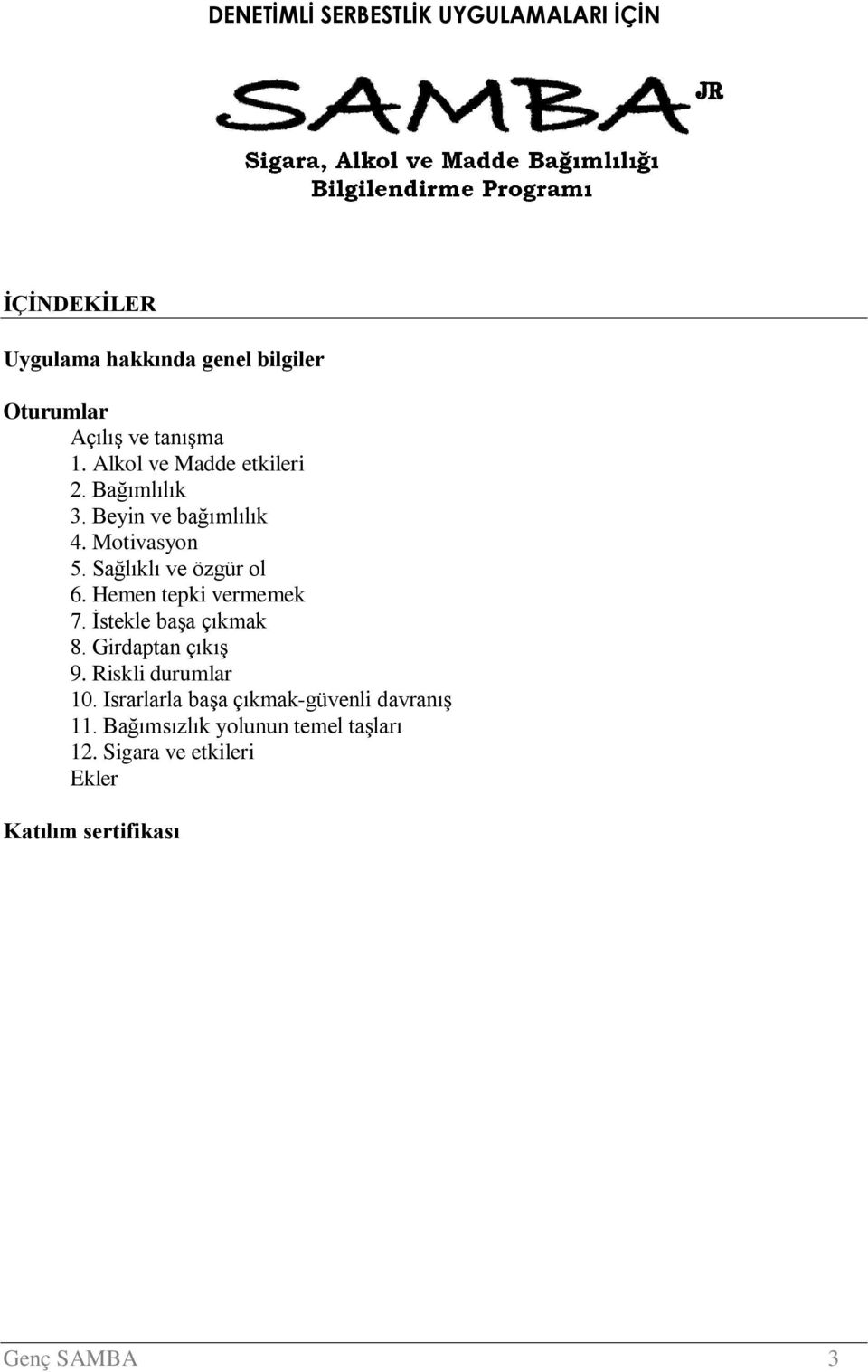 Sağlıklı ve özgür ol 6. Hemen tepki vermemek 7. İstekle başa çıkmak 8. Girdaptan çıkış 9. Riskli durumlar 10.