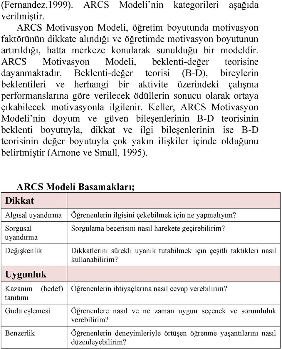 ARCS Motivasyon Modeli, beklenti-değer teorisine dayanmaktadır.