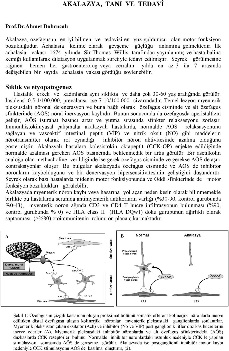 İlk achalasia vakası 1674 yılında Sir Thomas Willis tarafından yayınlanmış ve hasta balina kemiği kullanılarak dilatasyon uygulanmak suretiyle tedavi edilmiştir.