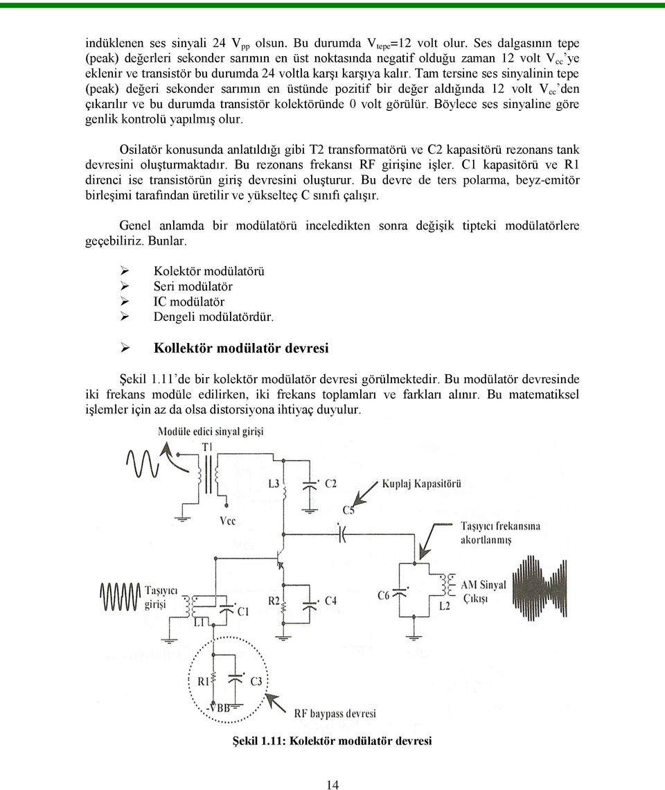 Tam tersine ses sinyalinin tepe (peak) değeri sekonder sarımın en üstünde pozitif bir değer aldığında 12 volt V cc den çıkarılır ve bu durumda transistör kolektöründe 0 volt görülür.