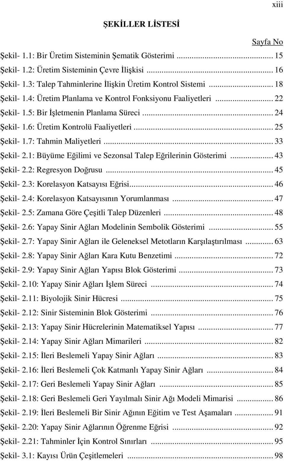 6: Üretim Kontrolü Faaliyetleri... 25 Şekil- 1.7: Tahmin Maliyetleri... 33 Şekil- 2.1: Büyüme Eğilimi ve Sezonsal Talep Eğrilerinin Gösterimi... 43 Şekil- 2.2: Regresyon Doğrusu... 45 Şekil- 2.