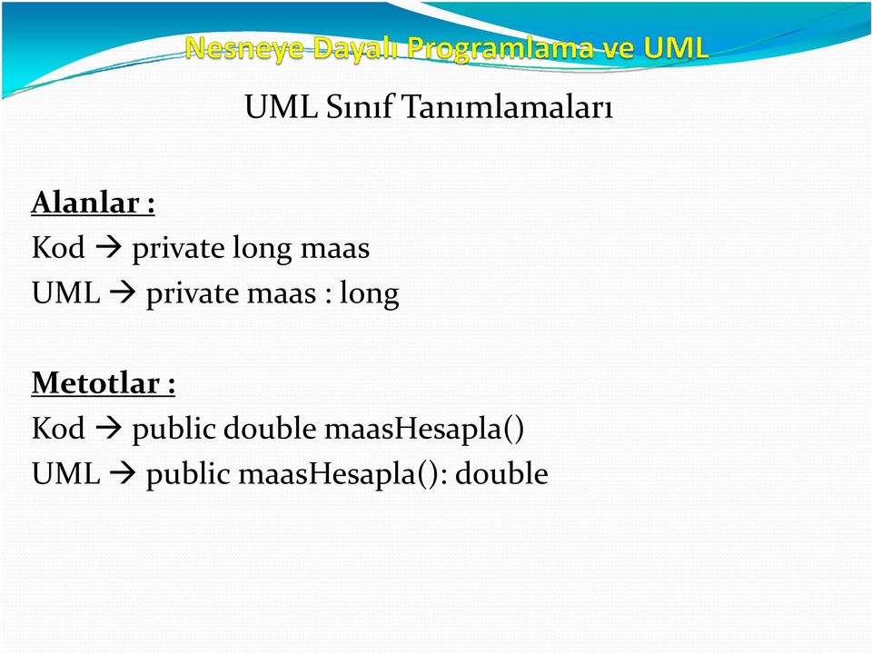 long Metotlar : Kod public double