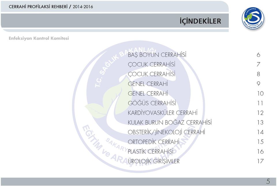 CERRAHİ 12 KULAK BURUN BOĞAZ CERRAHİSİ 13 OBSTERİK/JİNEKOLOJİ CERRAHİ