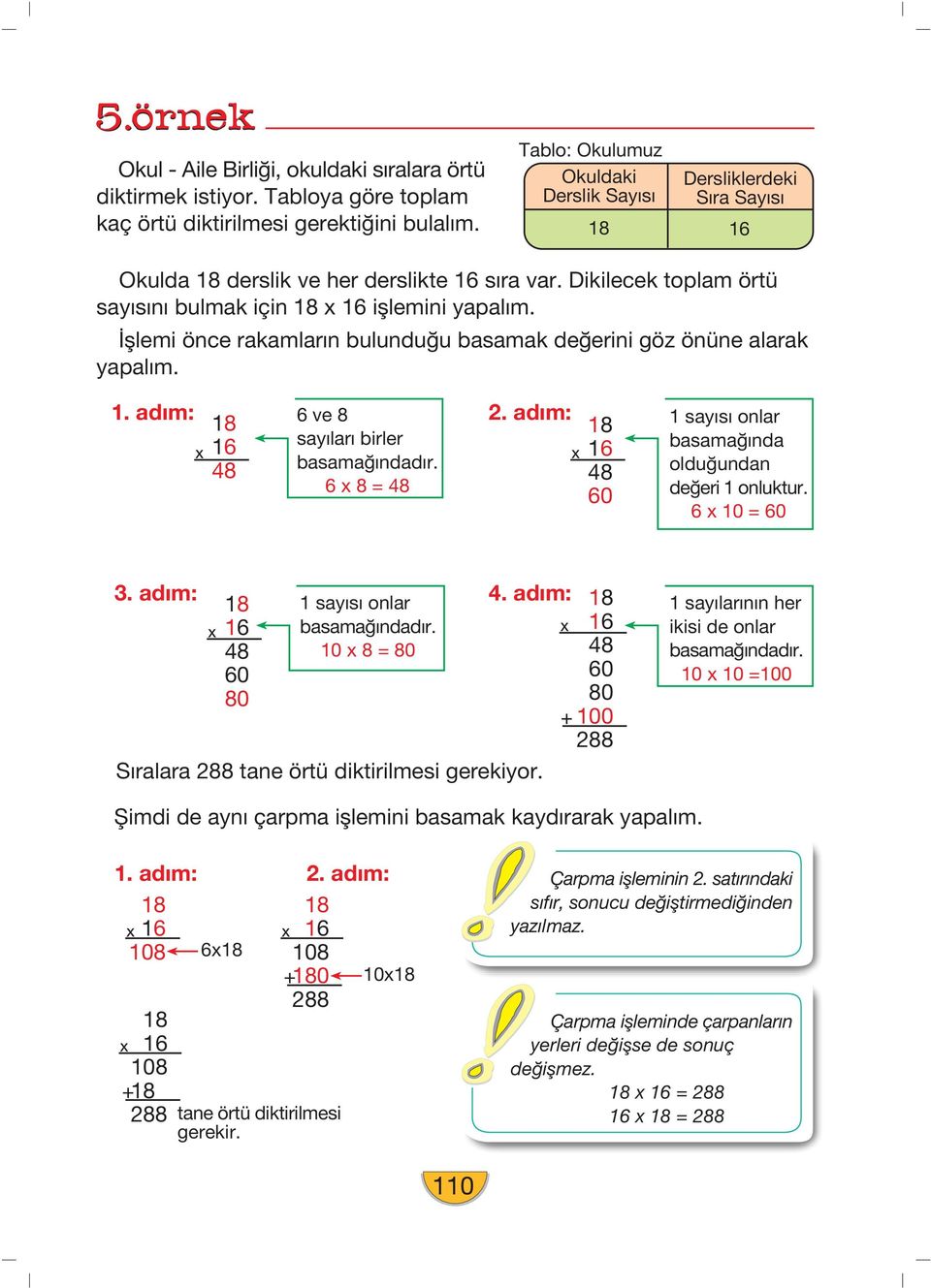 fllemi önce rakamlar n bulundu u basamak de erini göz önüne alarak yapal m.. ad m: 8 6 48 6 ve 8 say lar birler basama ndad r. 6 x 8 = 48 2.