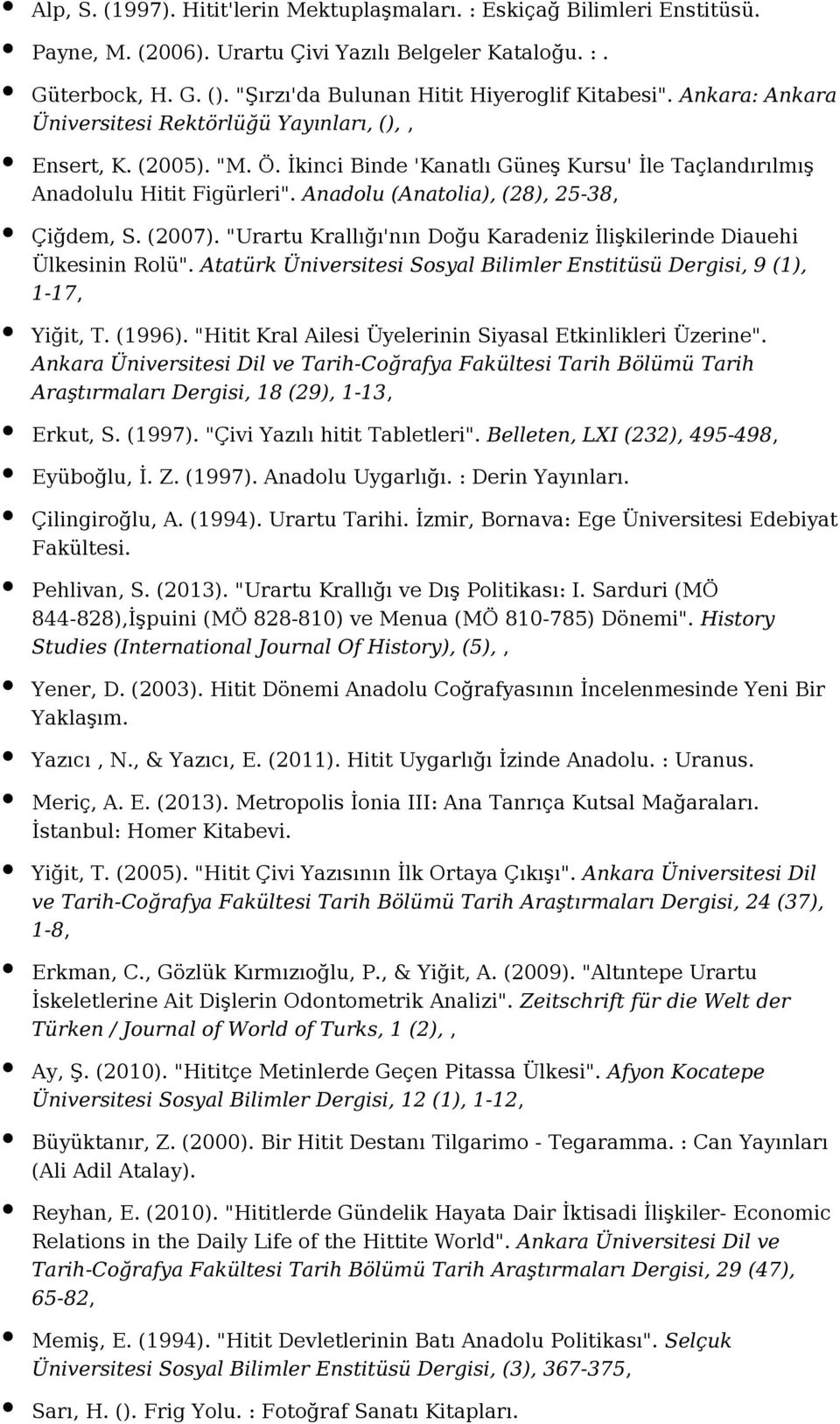 İkinci Binde 'Kanatlı Güneş Kursu' İle Taçlandırılmış Anadolulu Hitit Figürleri". Anadolu (Anatolia), (28), 25-38, Çiğdem, S. (2007).