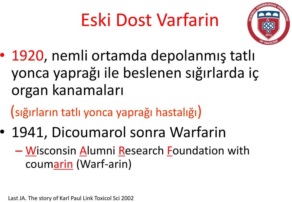 hastalığı) 1941, Dicoumarol sonra Warfarin Wisconsin Alumni Research