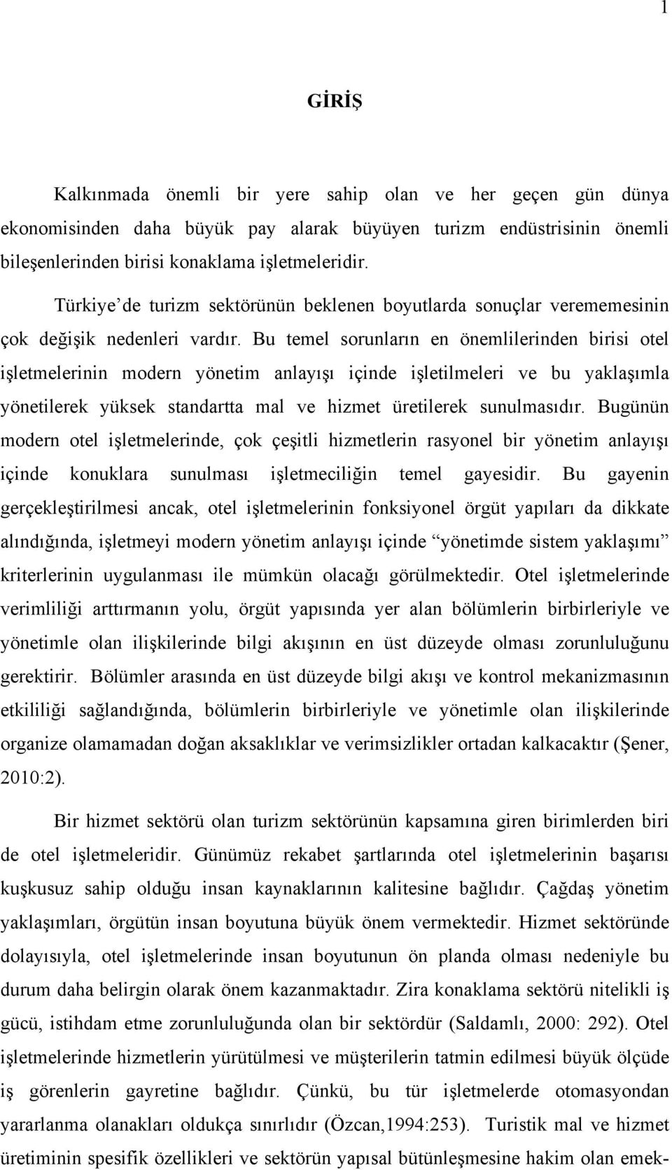 Bu temel sorunların en önemlilerinden birisi otel işletmelerinin modern yönetim anlayışı içinde işletilmeleri ve bu yaklaşımla yönetilerek yüksek standartta mal ve hizmet üretilerek sunulmasıdır.