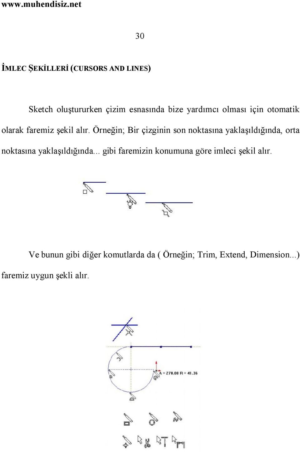 Örneğin; Bir çizginin son noktasına yaklaşıldığında, orta noktasına yaklaşıldığında.