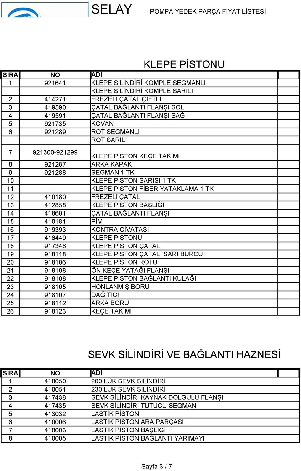 ÇATAL 13 412858 KLEPE PİSTON BAŞLIĞI 14 418601 ÇATAL BAĞLANTI FLANŞI 15 410181 PİM 16 919393 KONTRA CİVATASI 17 416449 KLEPE PİSTONU 18 917348 KLEPE PİSTON ÇATALI 19 918118 KLEPE PİSTON ÇATALI SARI