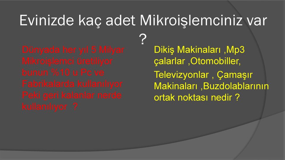 Peki geri kalanlar nerde kullanılıyr?