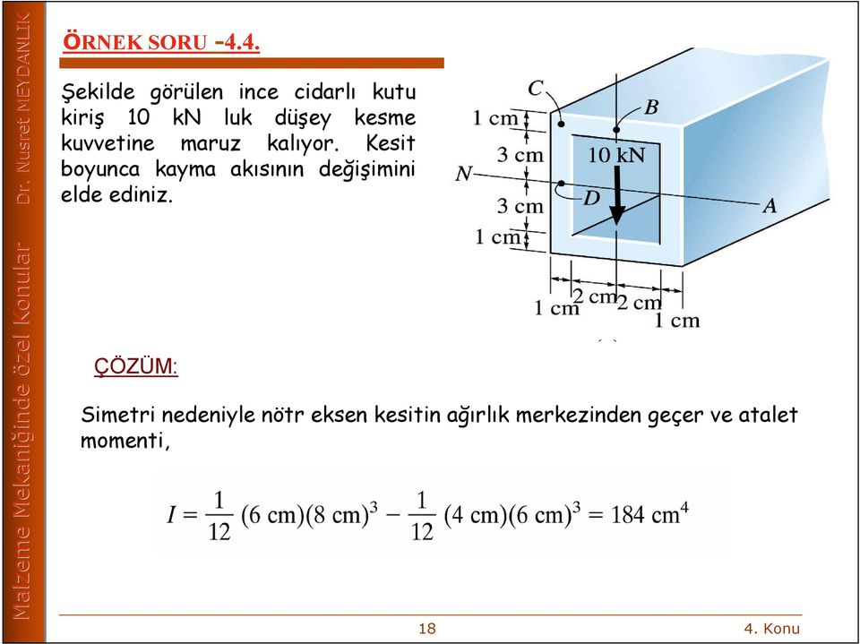 kesme kuvvetine maruz kalıyor.