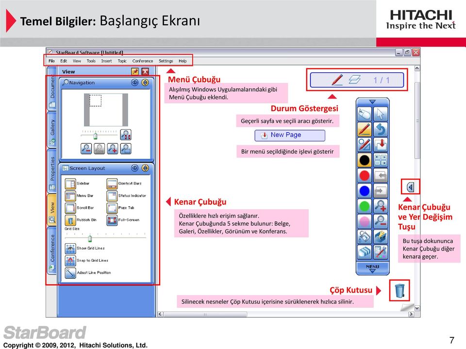 Bir menü seçildiğinde işlevi gösterir Kenar Çubuğu Özelliklere hızlı erişim sağlanır.