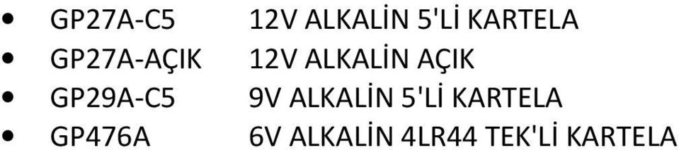 GP29A-C5 9V ALKALİN 5'Lİ KARTELA