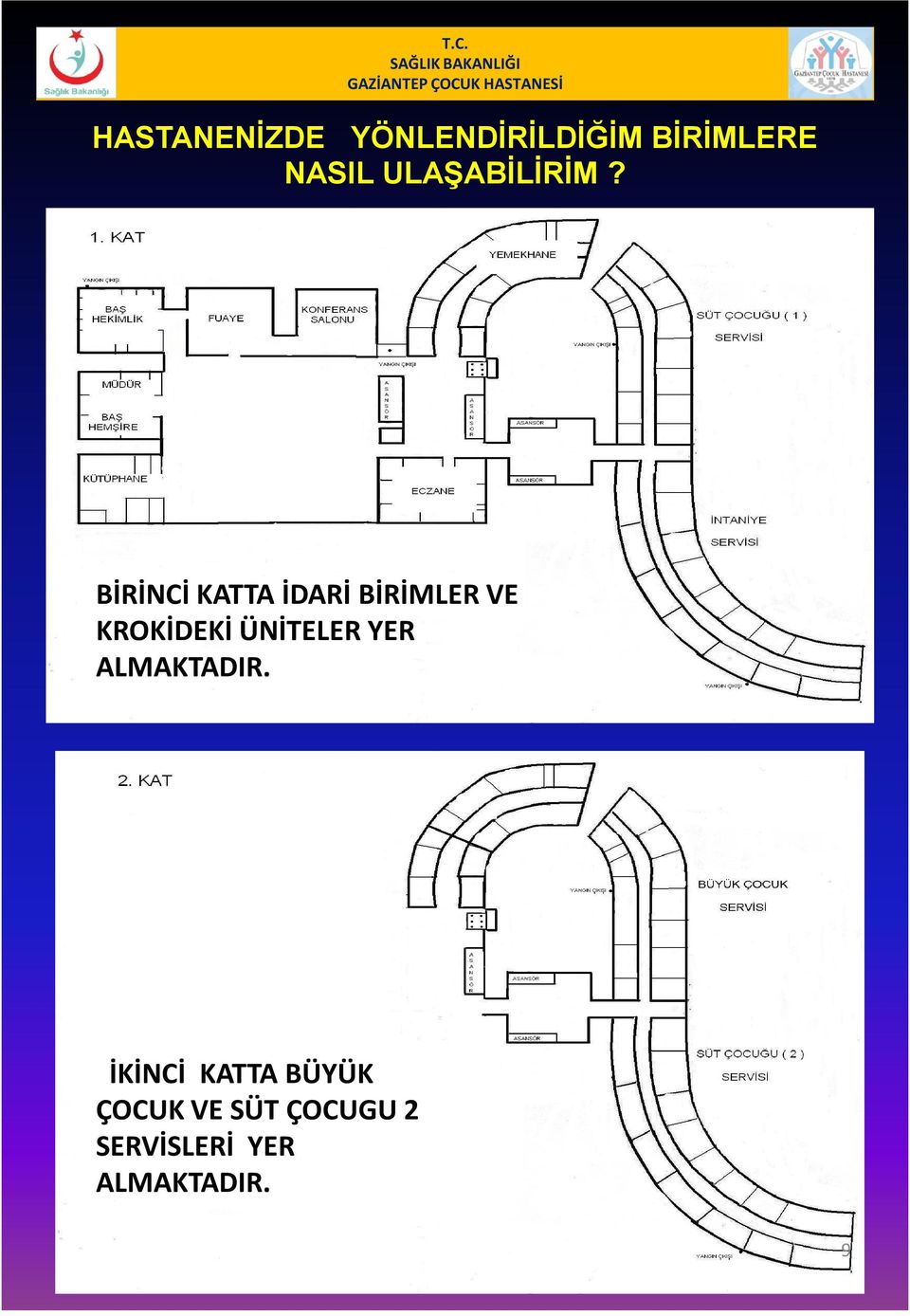 BİRİNCİ KATTA İDARİ BİRİMLER VE KROKİDEKİ