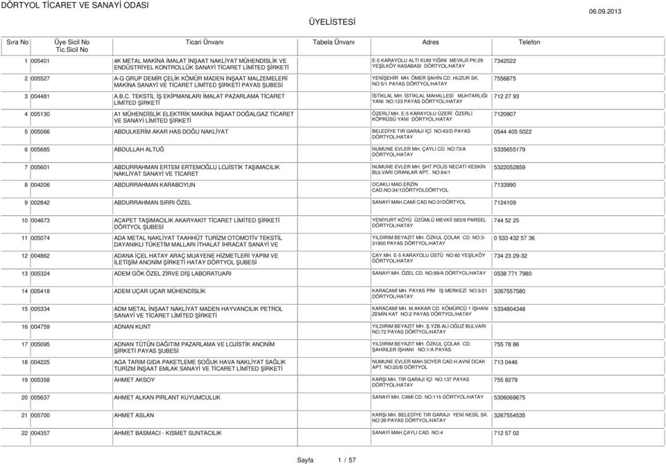 İSTİKLAL MAHALLESİ MUHTARLIĞI LİMİTED YANI NO:123 PAYAS 4 005130 A1 MÜHENDİSLİK ELEKTRİK MAKİNA İNŞAAT DOĞALGAZ TİCARET ÖZERLİ MH.