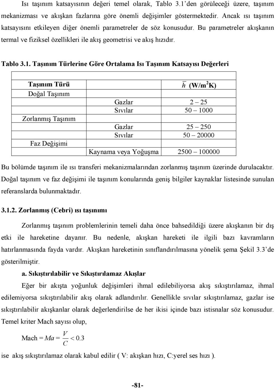 . aşınım ürlerine Göre Ortalama Isı aşınım Katsayısı eğerleri aşınım ürü (W/m 2 K) oğal aşınım Gazlar 2 25 Sıvılar 50 000 Zorlanmış aşınım Gazlar 25 250 Sıvılar 50 20000 Faz eğişimi Kaynama veya