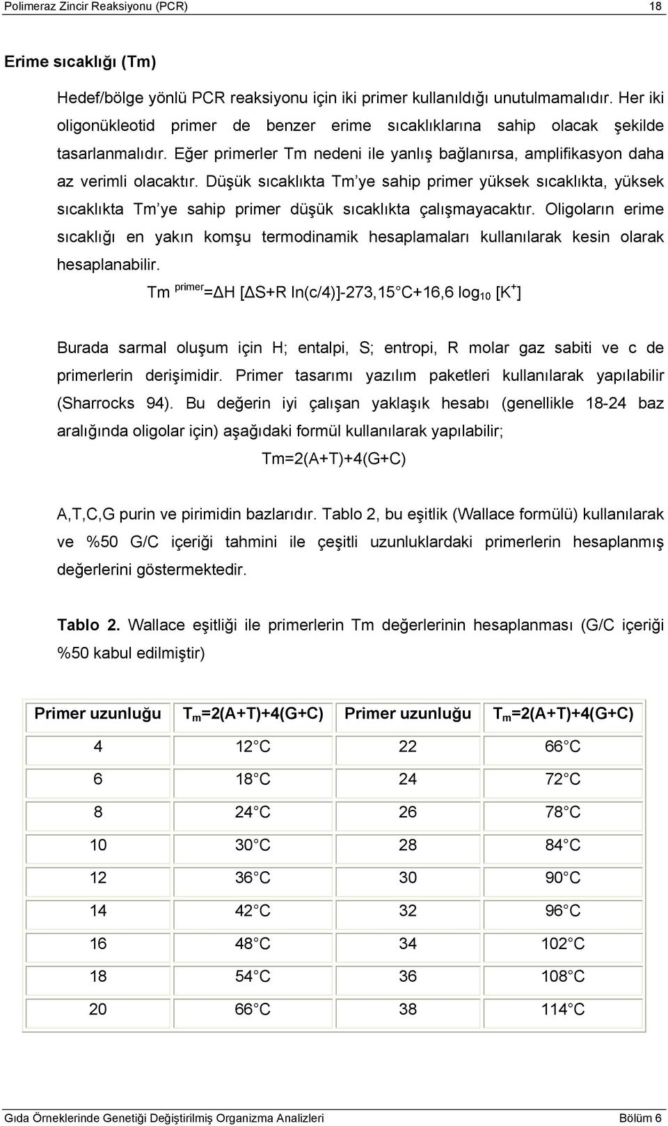 Düşük sıcaklıkta Tm ye sahip primer yüksek sıcaklıkta, yüksek sıcaklıkta Tm ye sahip primer düşük sıcaklıkta çalışmayacaktır.