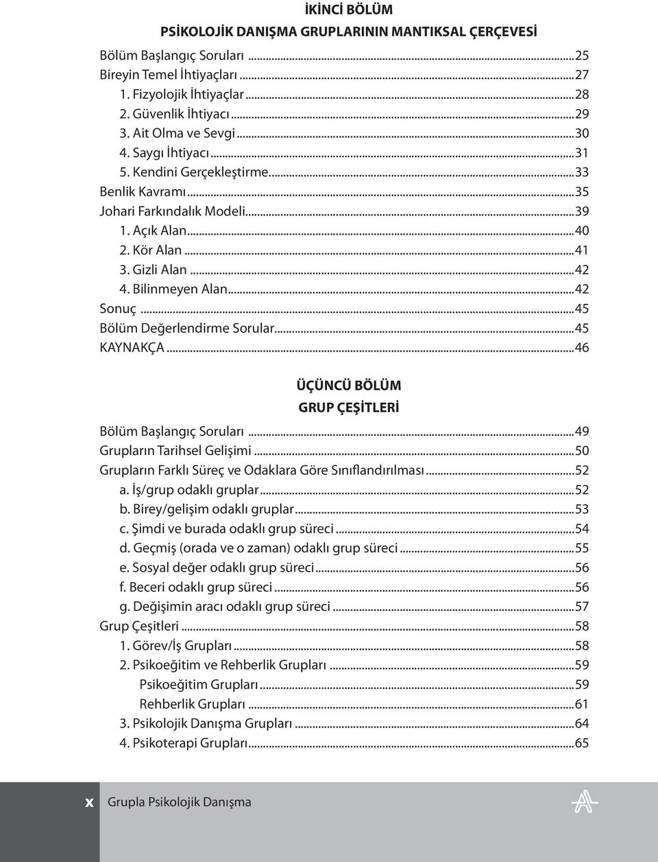 Bilinmeyen Alan...42 Sonuç...45 Bölüm Değerlendirme Sorular...45 KAYNAKÇA...46 ÜÇÜNCÜ BÖLÜM GRUP ÇEŞİTLERİ Bölüm Başlangıç Soruları...49 Grupların Tarihsel Gelişimi.