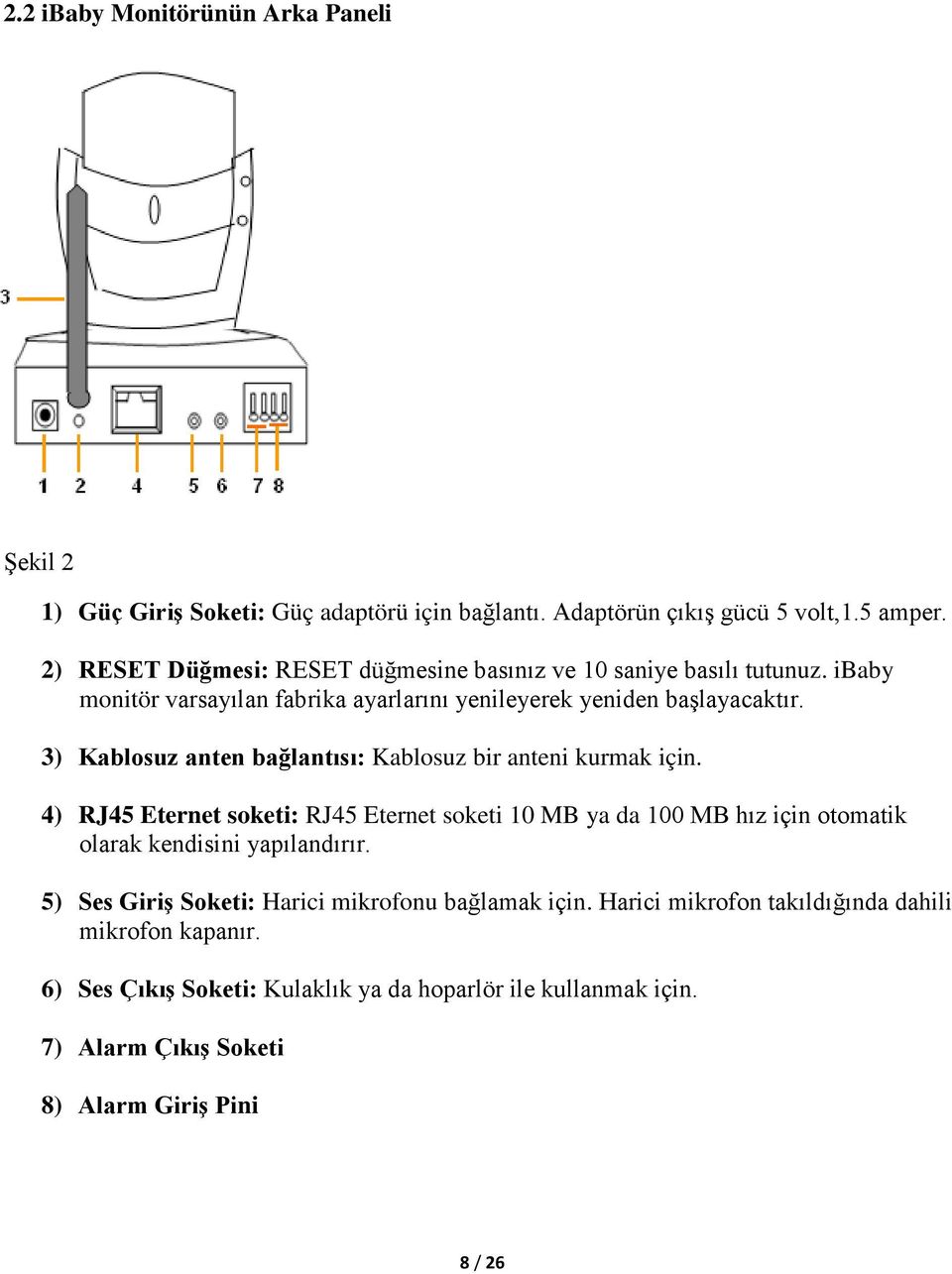 3) Kablosuz anten bağlantısı: Kablosuz bir anteni kurmak için.