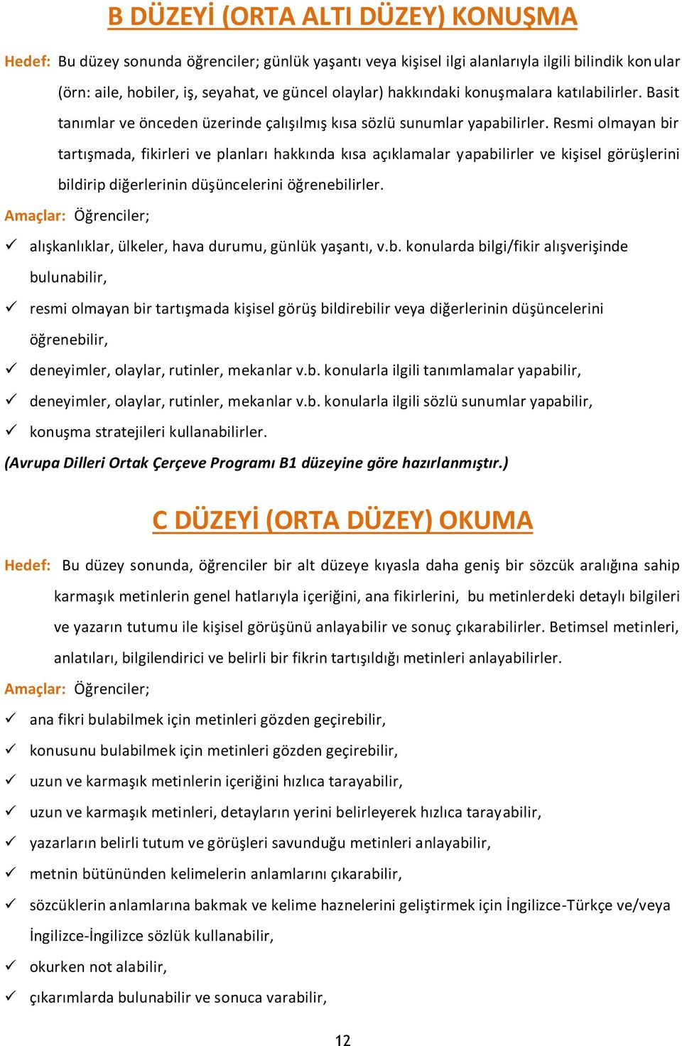 Resmi olmayan bir tartışmada, fikirleri ve planları hakkında kısa açıklamalar yapabilirler ve kişisel görüşlerini bildirip diğerlerinin düşüncelerini öğrenebilirler.