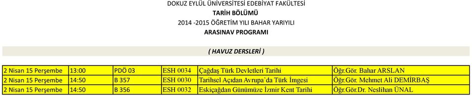 Bahar ARSLAN 2 Nisan 15 Perşembe 14:50 B 357 ESH 0030 Tarihsel Açıdan Avrupa da Türk