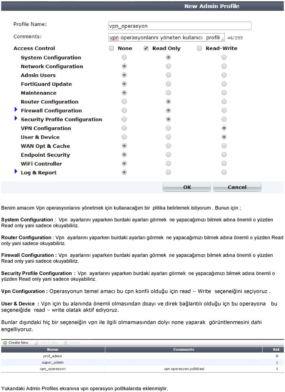 Router Configuration : Vpn ayarlarını yaparken burdaki ayarları görmek ne yapacağımızı bilmek adına önemli o yüzden Read only yani sadece okuyabiliriz.