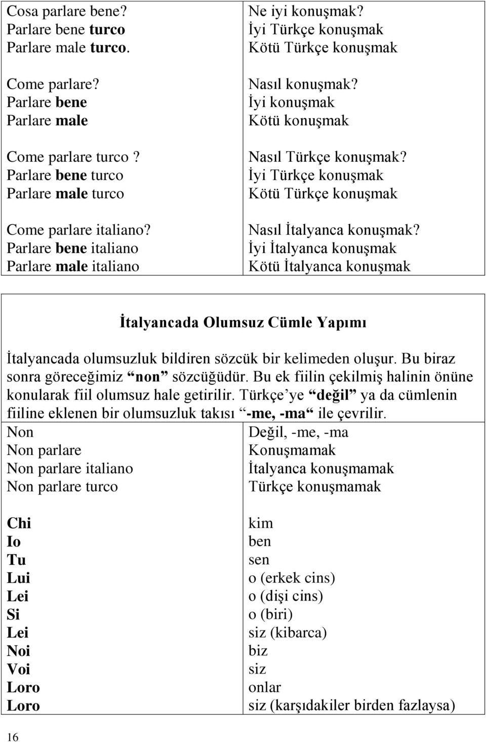 İyi Türkçe konuşmak Kötü Türkçe konuşmak Nasıl İtalyanca konuşmak?