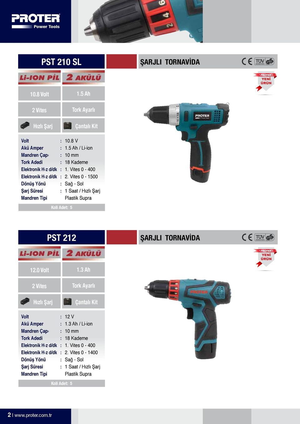 5 10.8 V 1.5 Ah / Li-ion 10 mm 18 Kademe 1. Vites 0-400 2. Vites 0-1500 Sağ - Sol 1 Saat / Hızlı Şarj Plastik Supra PST 212 ŞARJLI TORNAVİDA YENİ ÜRÜN 12.0 Volt 1.