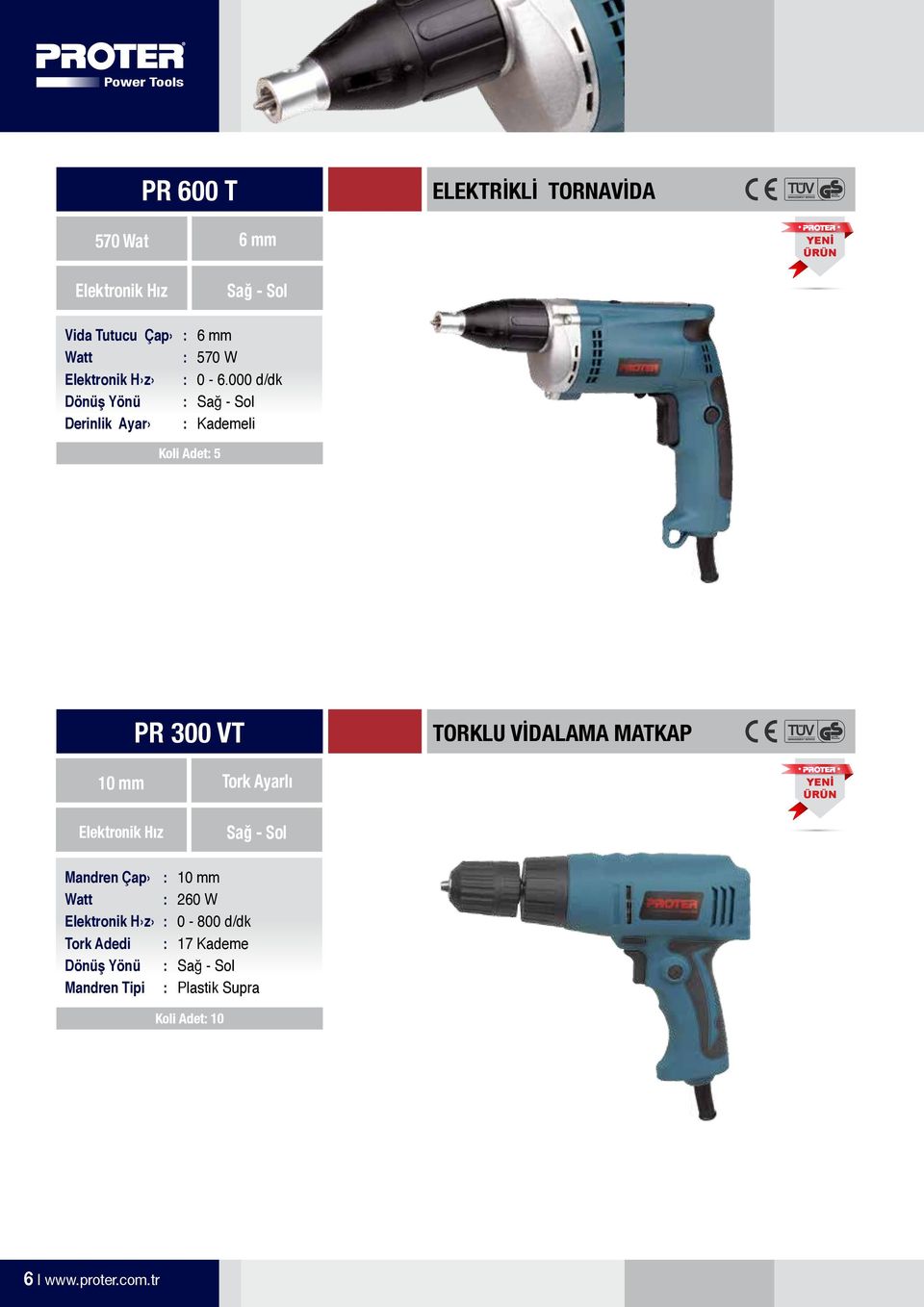 000 d/dk Sağ - Sol Kademeli Koli Adet 5 PR 300 VT TORKLU VİDALAMA MATKAP 10 mm Tork Ayarlı YENİ ÜRÜN