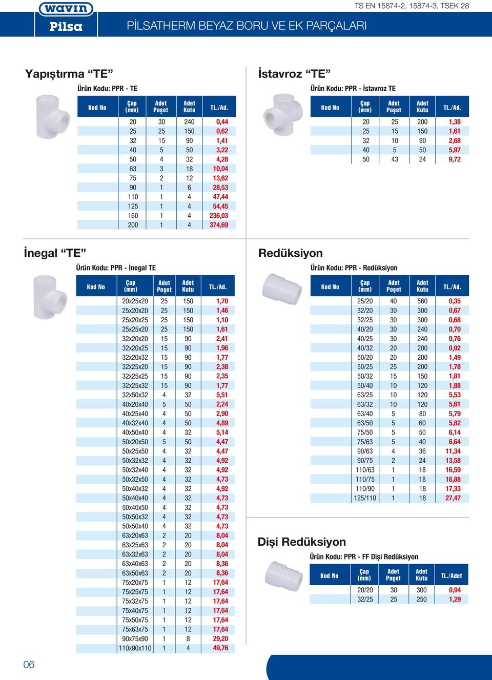 Ürün Kodu: PPR - İnegal TE Redüksiyon Ürün Kodu: PPR - Redüksiyon 20x25x20 25 150 25x20x20 25 150 25x20x25 25 150 25x25x20 25 150 32x20x20 15 90 32x20x25 15 90 32x20x32 15 90 32x25x20 15 90 32x25x25