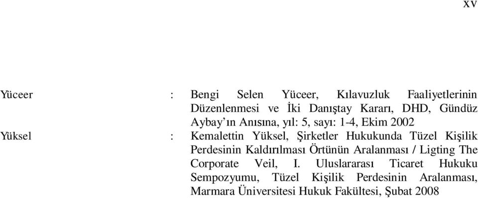 Kişilik Perdesinin Kaldırılması Örtünün Aralanması / Ligting The Corporate Veil, I.